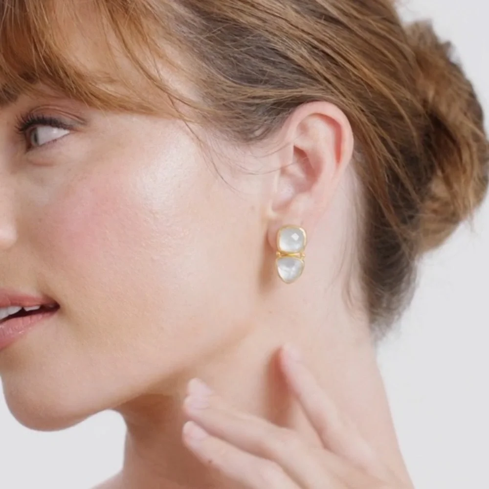 JULIE VOS • Aquitaine MIDI Earrings Iridescent Rose Vault